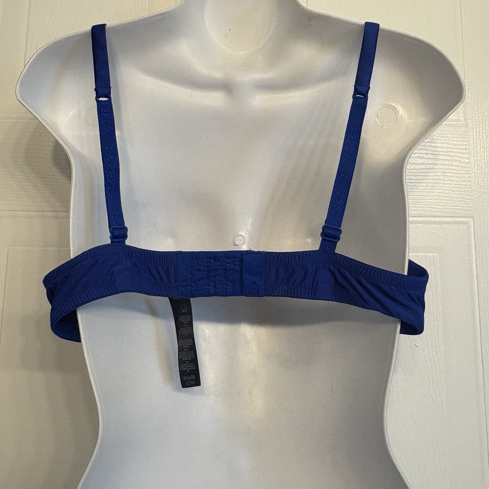 La Perla Padded Bra US 36C Eur 80 Blue Floral Embroidered Lace Italy Luxury Silk - Picture 4 of 12